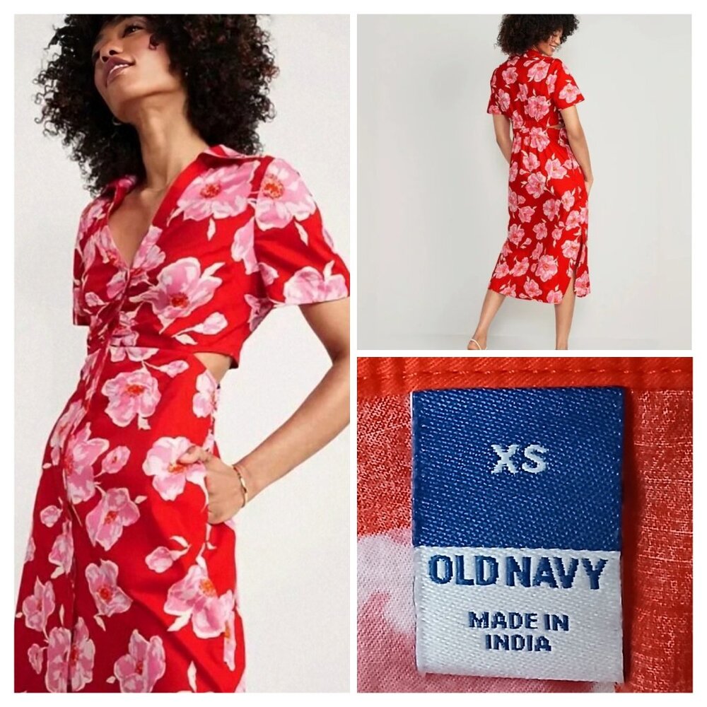 Old Navy Midi Shirt Dress XS Cutout